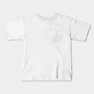 white cosmos flowers  ink and watercolor Kids T-Shirt